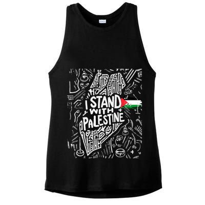 I Stand With Palestine Quote A Free Palestine Design Ladies PosiCharge Tri-Blend Wicking Tank