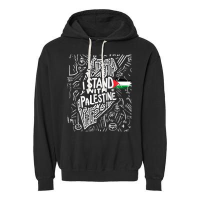 I Stand With Palestine Quote A Free Palestine Design Garment-Dyed Fleece Hoodie