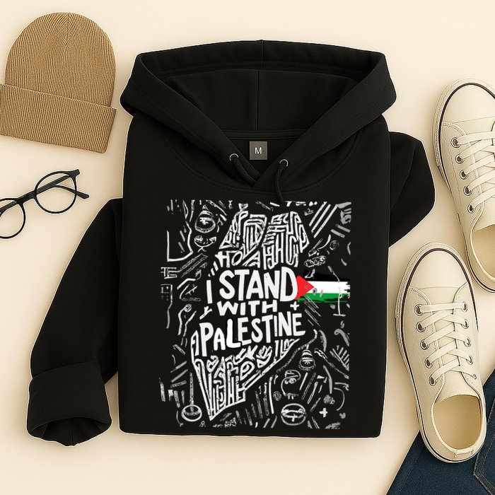 I Stand With Palestine Quote A Free Palestine Design Hoodie