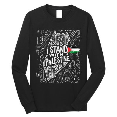 I Stand With Palestine Quote A Free Palestine Design Long Sleeve Shirt