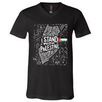 I Stand With Palestine Quote A Free Palestine Design V-Neck T-Shirt