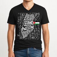I Stand With Palestine Quote A Free Palestine Design V-Neck T-Shirt