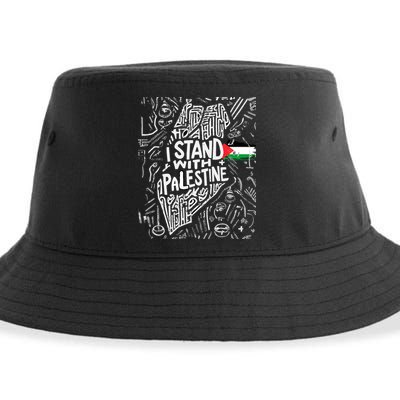 I Stand With Palestine Quote A Free Palestine Design Sustainable Bucket Hat