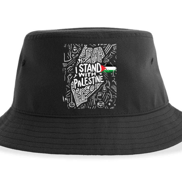 I Stand With Palestine Quote A Free Palestine Design Sustainable Bucket Hat