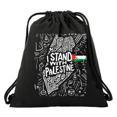 I Stand With Palestine Quote A Free Palestine Design Drawstring Bag