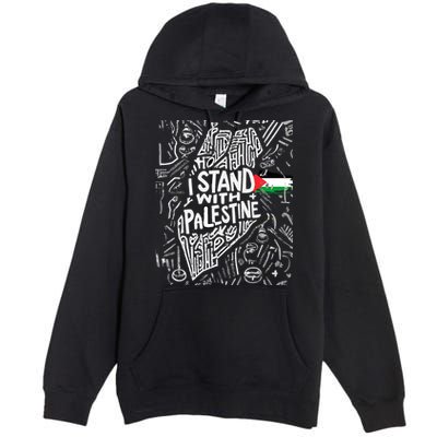 I Stand With Palestine Quote A Free Palestine Design Premium Pullover Hoodie
