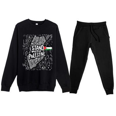 I Stand With Palestine Quote A Free Palestine Design Premium Crewneck Sweatsuit Set