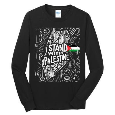 I Stand With Palestine Quote A Free Palestine Design Tall Long Sleeve T-Shirt