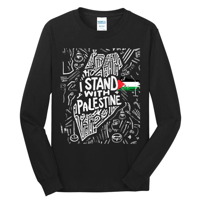I Stand With Palestine Quote A Free Palestine Design Tall Long Sleeve T-Shirt