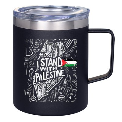 I Stand With Palestine Quote A Free Palestine Design 12oz Stainless Steel Coffee Mug