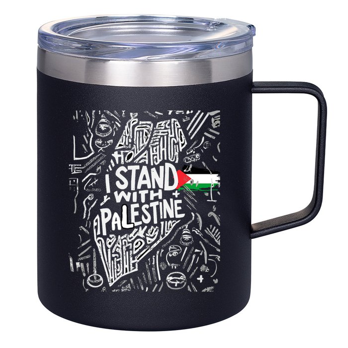 I Stand With Palestine Quote A Free Palestine Design 12oz Stainless Steel Coffee Mug
