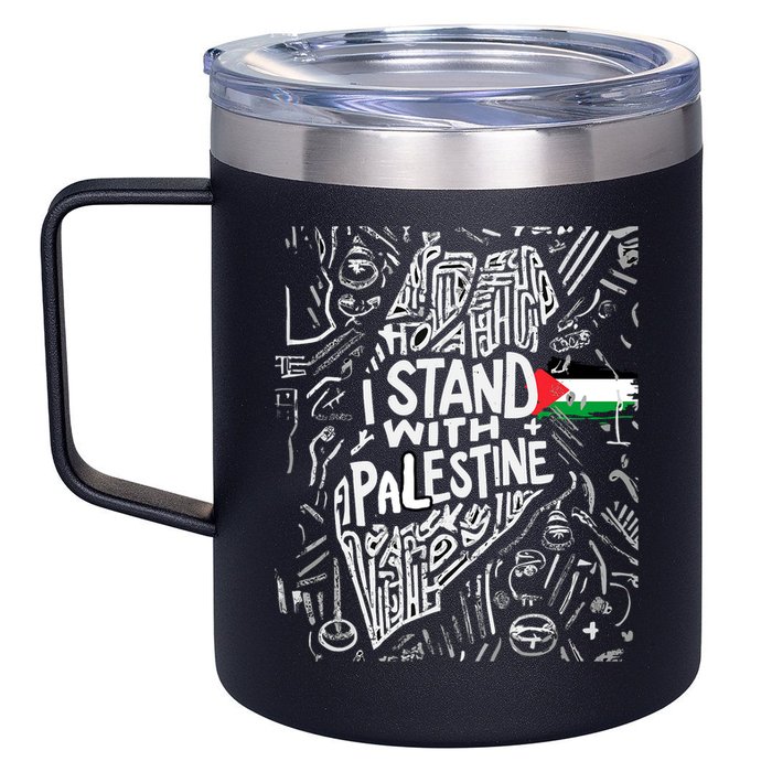 I Stand With Palestine Quote A Free Palestine Design 12oz Stainless Steel Coffee Mug
