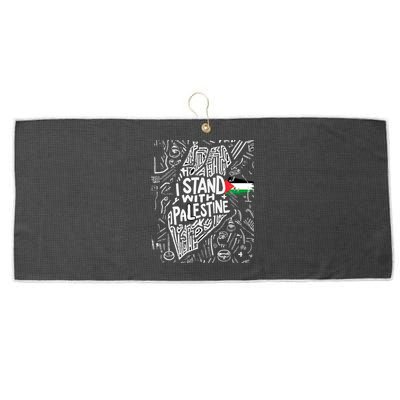 I Stand With Palestine Quote A Free Palestine Design Large Microfiber Waffle Golf Towel