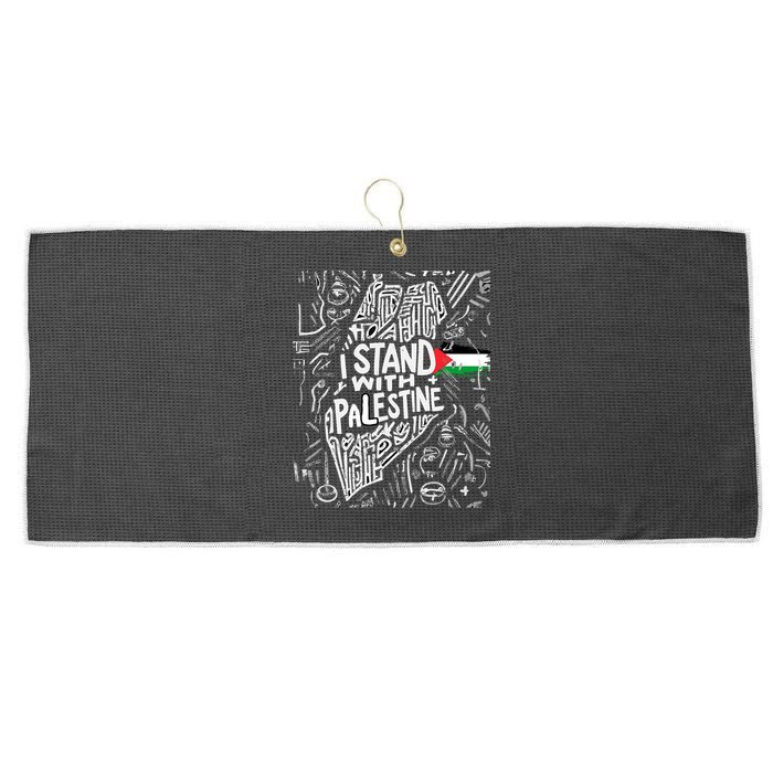 I Stand With Palestine Quote A Free Palestine Design Large Microfiber Waffle Golf Towel