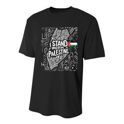 I Stand With Palestine Quote A Free Palestine Design Youth Performance Sprint T-Shirt