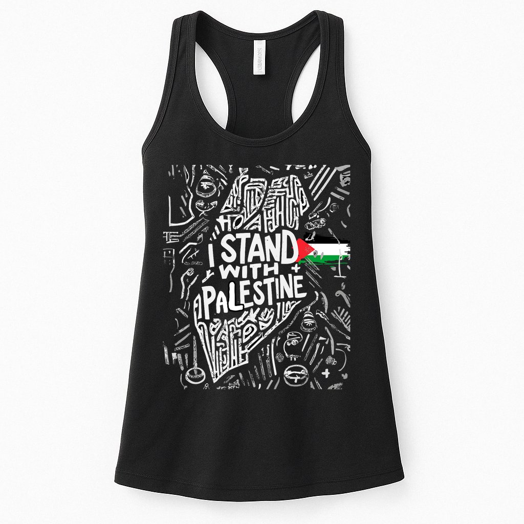 I Stand With Palestine Quote A Free Palestine Design Womens Tank Top