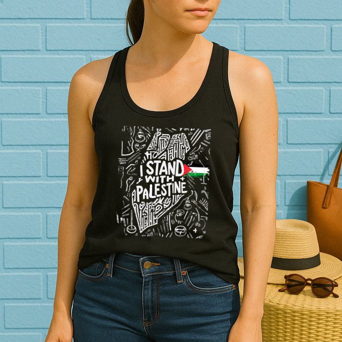 I Stand With Palestine Quote A Free Palestine Design Womens Tank Top