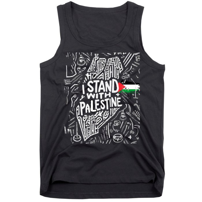 I Stand With Palestine Quote A Free Palestine Design Tank Top