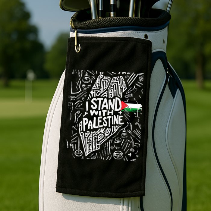 I Stand With Palestine Quote A Free Palestine Design Golf Towel