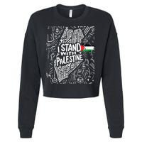 I Stand With Palestine Quote A Free Palestine Design Cropped Pullover Crew