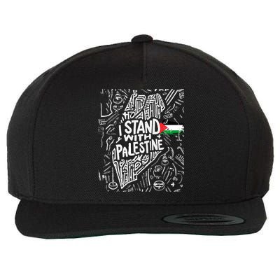 I Stand With Palestine Quote A Free Palestine Design Wool Snapback Cap
