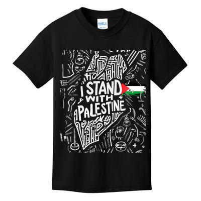 I Stand With Palestine Quote A Free Palestine Design Kids T-Shirt