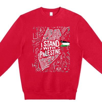 I Stand With Palestine Quote A Free Palestine Design Premium Crewneck Sweatshirt