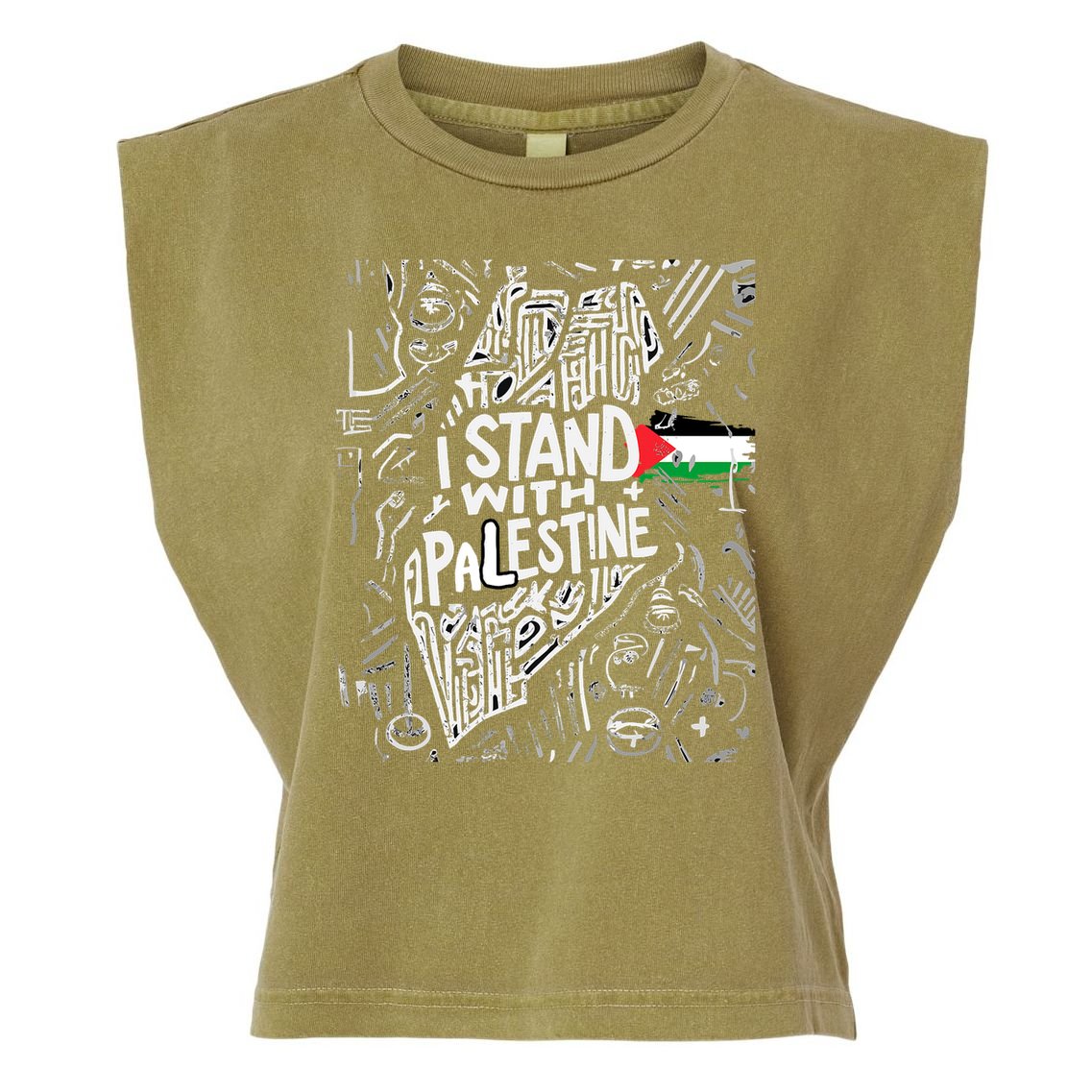 I Stand With Palestine Quote A Free Palestine Design Garment-Dyed Women's Muscle Tee