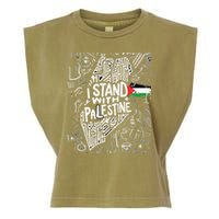 I Stand With Palestine Quote A Free Palestine Design Garment-Dyed Women's Muscle Tee