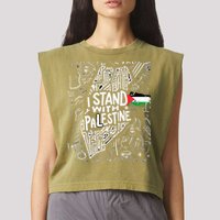 I Stand With Palestine Quote A Free Palestine Design Garment-Dyed Women's Muscle Tee