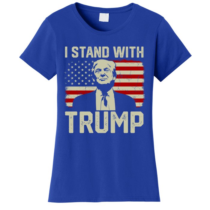 I Stand With Trump Vintage Old American Flag Supporter Cute Gift Women's T-Shirt