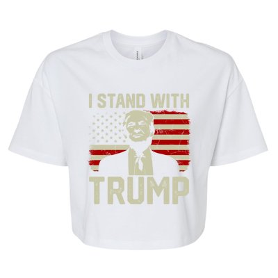 I Stand With Trump Vintage Old American Flag Supporter Cute Gift Bella+Canvas Jersey Crop Tee