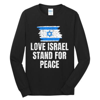 I Stand with Israel Flag Pray For Support Jewish Peace Love Tall Long Sleeve T-Shirt