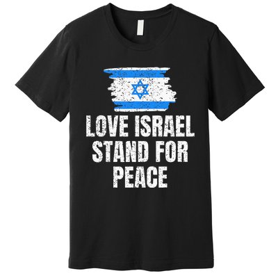 I Stand with Israel Flag Pray For Support Jewish Peace Love Premium T-Shirt