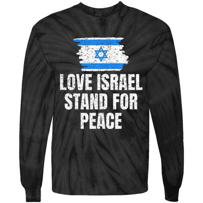 I Stand with Israel Flag Pray For Support Jewish Peace Love Tie-Dye Long Sleeve Shirt