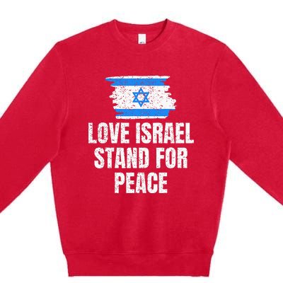 I Stand with Israel Flag Pray For Support Jewish Peace Love Premium Crewneck Sweatshirt