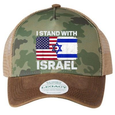 I Stand With Israel Usa American Flag With Israel Flag Legacy Tie Dye Trucker Hat
