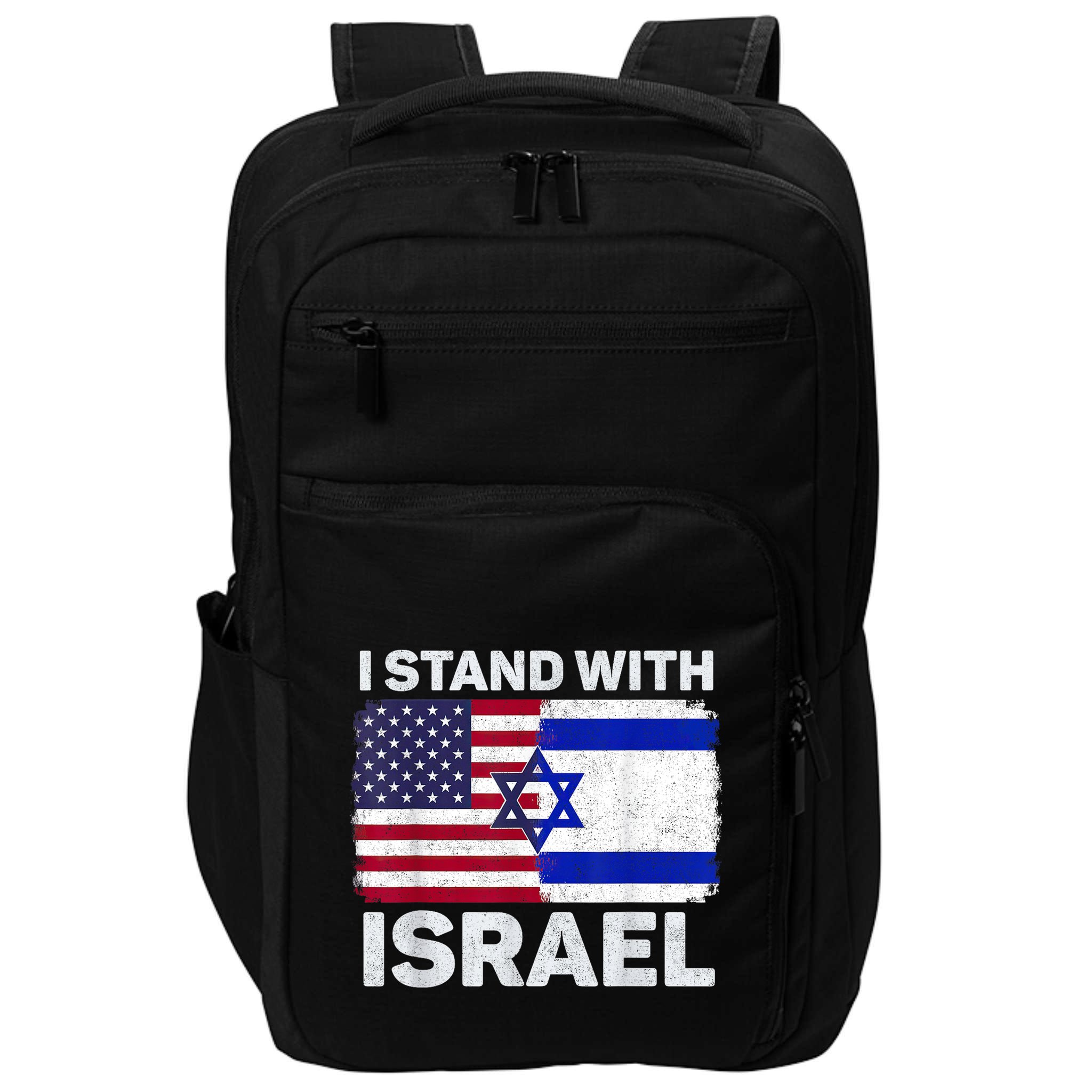 I Stand With Israel Usa American Flag With Israel Flag Impact Tech Backpack