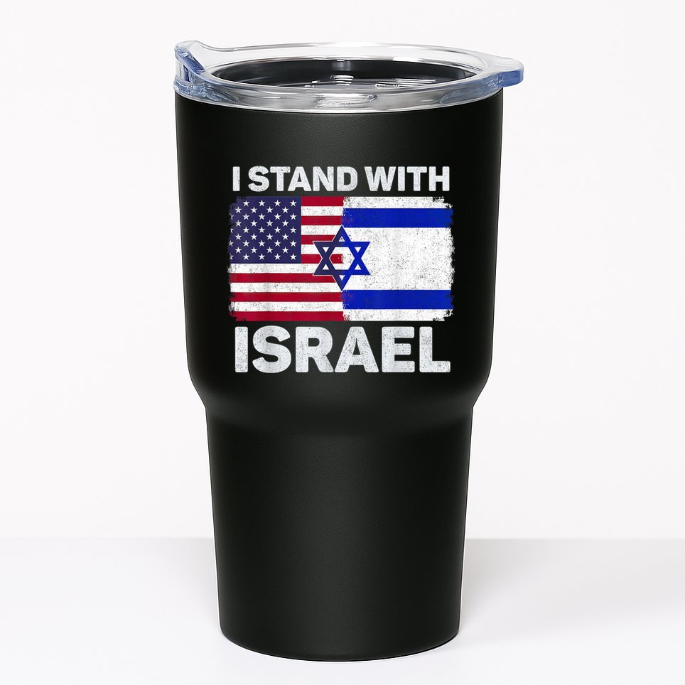 I Stand With Israel Usa American Flag With Israel Flag Tumbler