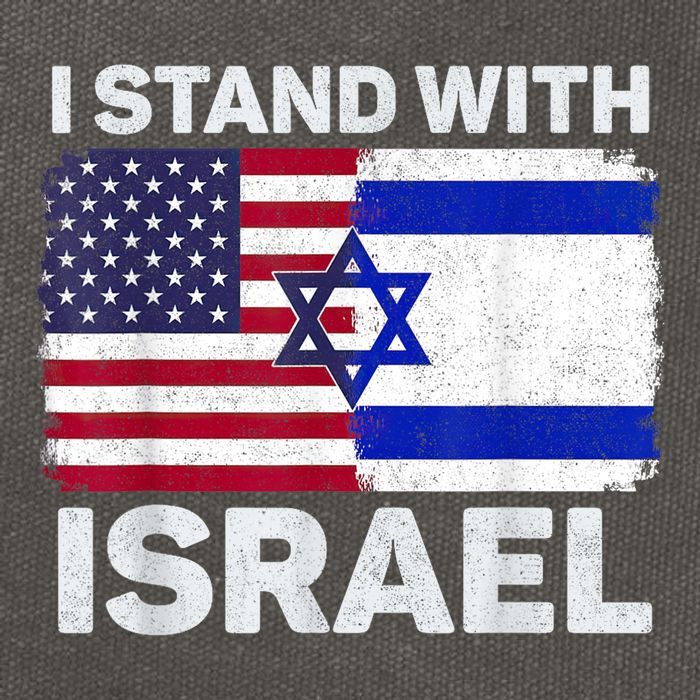 I Stand With Israel Usa American Flag With Israel Flag Cotton Canvas Backpack