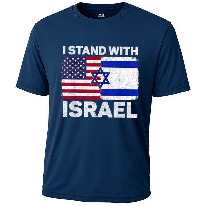 I Stand With Israel Usa American Flag With Israel Flag Cooling Performance Crew T-Shirt