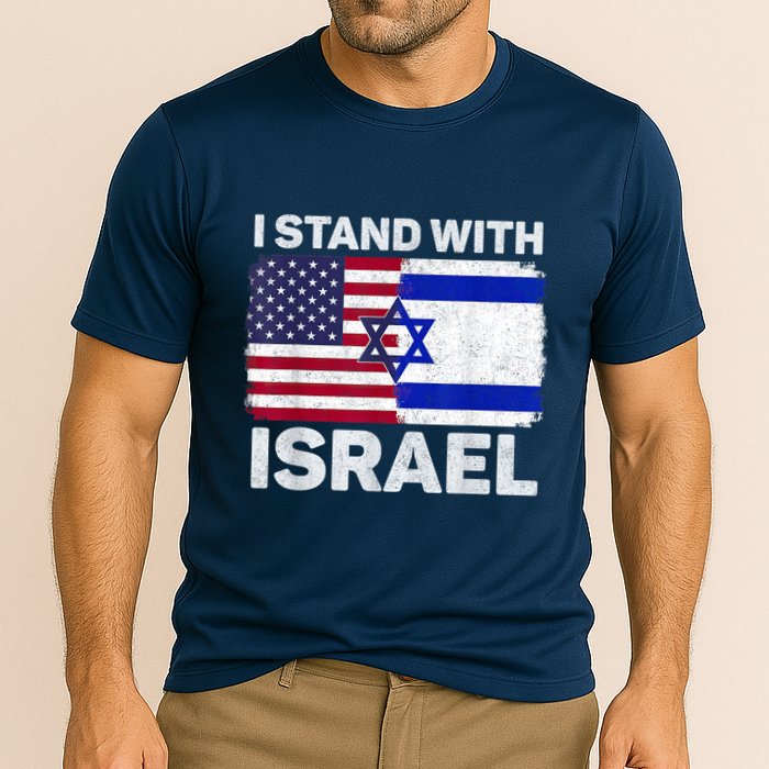 I Stand With Israel Usa American Flag With Israel Flag Cooling Performance Crew T-Shirt
