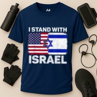 I Stand With Israel Usa American Flag With Israel Flag Cooling Performance Crew T-Shirt