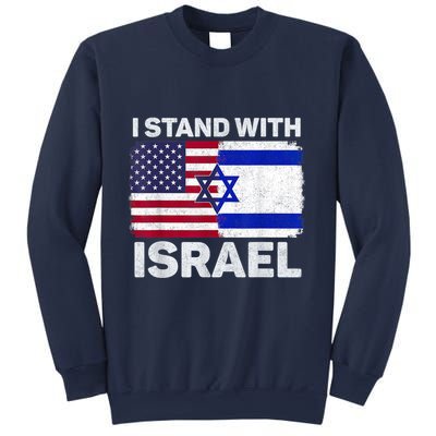 I Stand With Israel Usa American Flag With Israel Flag Sweatshirt