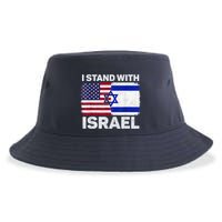I Stand With Israel Usa American Flag With Israel Flag Sustainable Bucket Hat