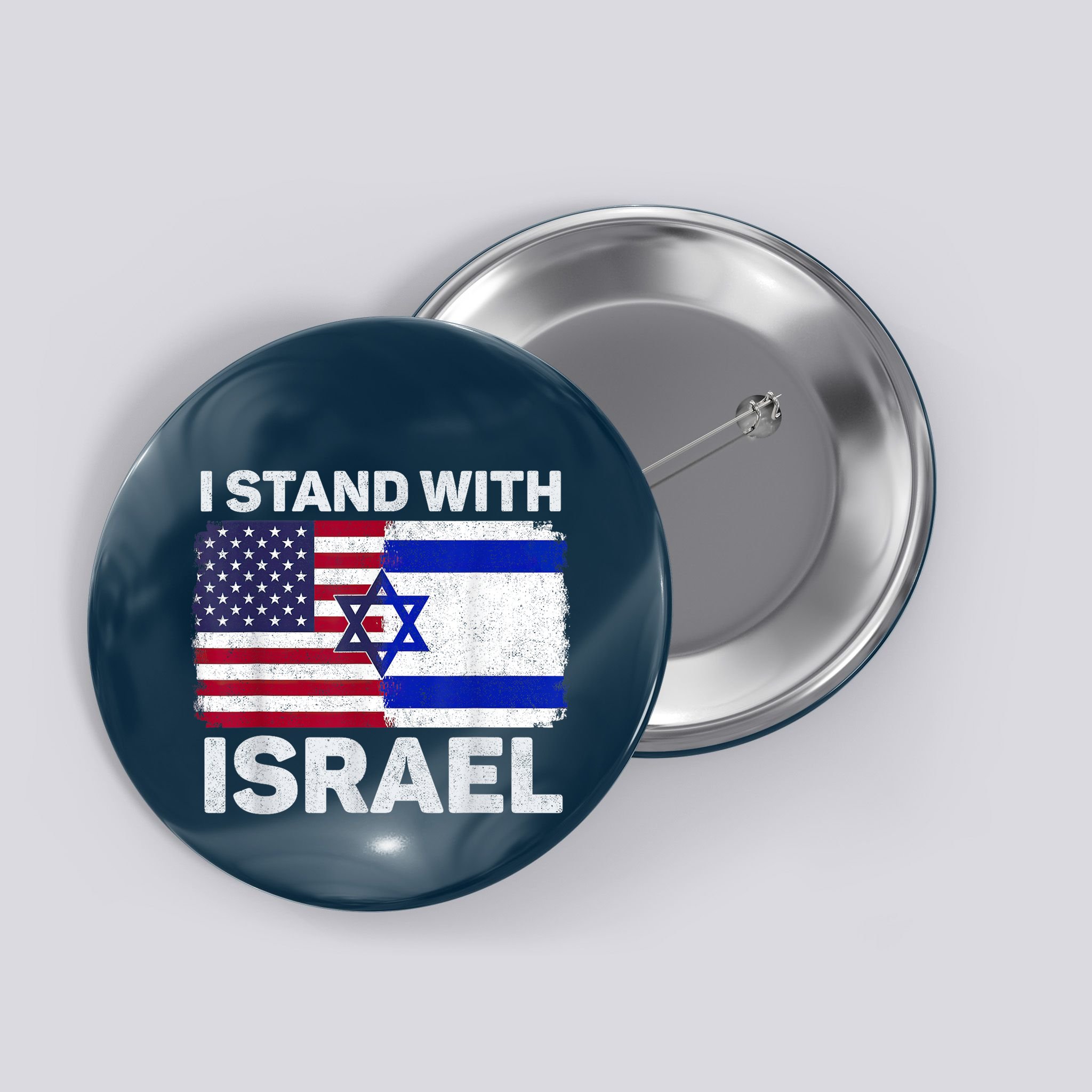I Stand With Israel Usa American Flag With Israel Flag Button