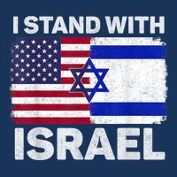 I Stand With Israel Usa American Flag With Israel Flag 7-Panel Snapback Hat