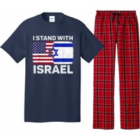 I Stand With Israel Usa American Flag With Israel Flag Pajama Set