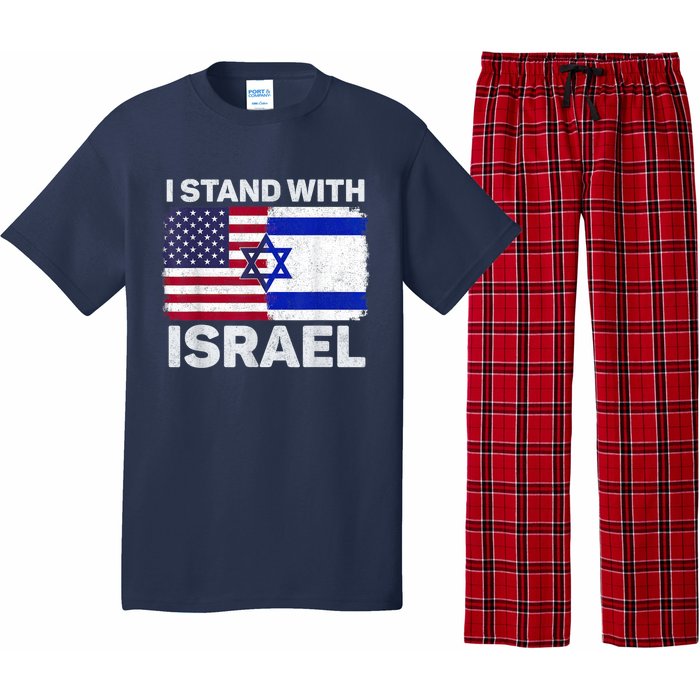 I Stand With Israel Usa American Flag With Israel Flag Pajama Set