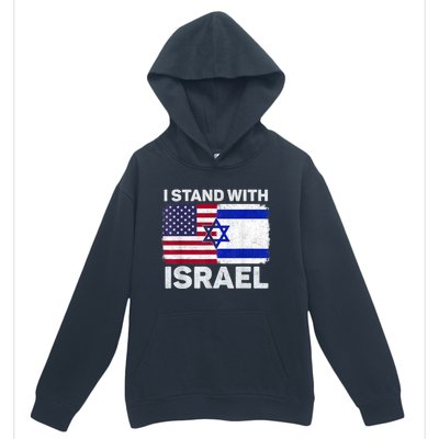 I Stand With Israel Usa American Flag With Israel Flag Urban Pullover Hoodie